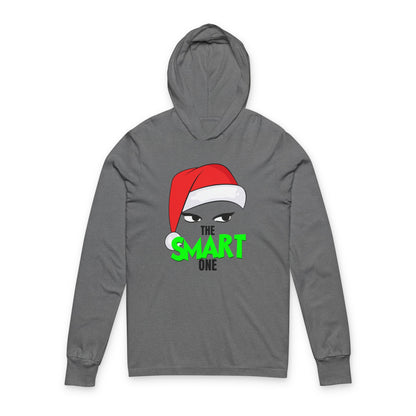 The Smart One Hooded Long Sleeve Tee — Christmas Santa Hat Graphic