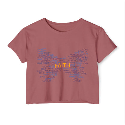 Women's Festival Crop Top with Faith Design, Boho Style Tee, Summer Festival Top, Inspirational Apparel, Gift for Her