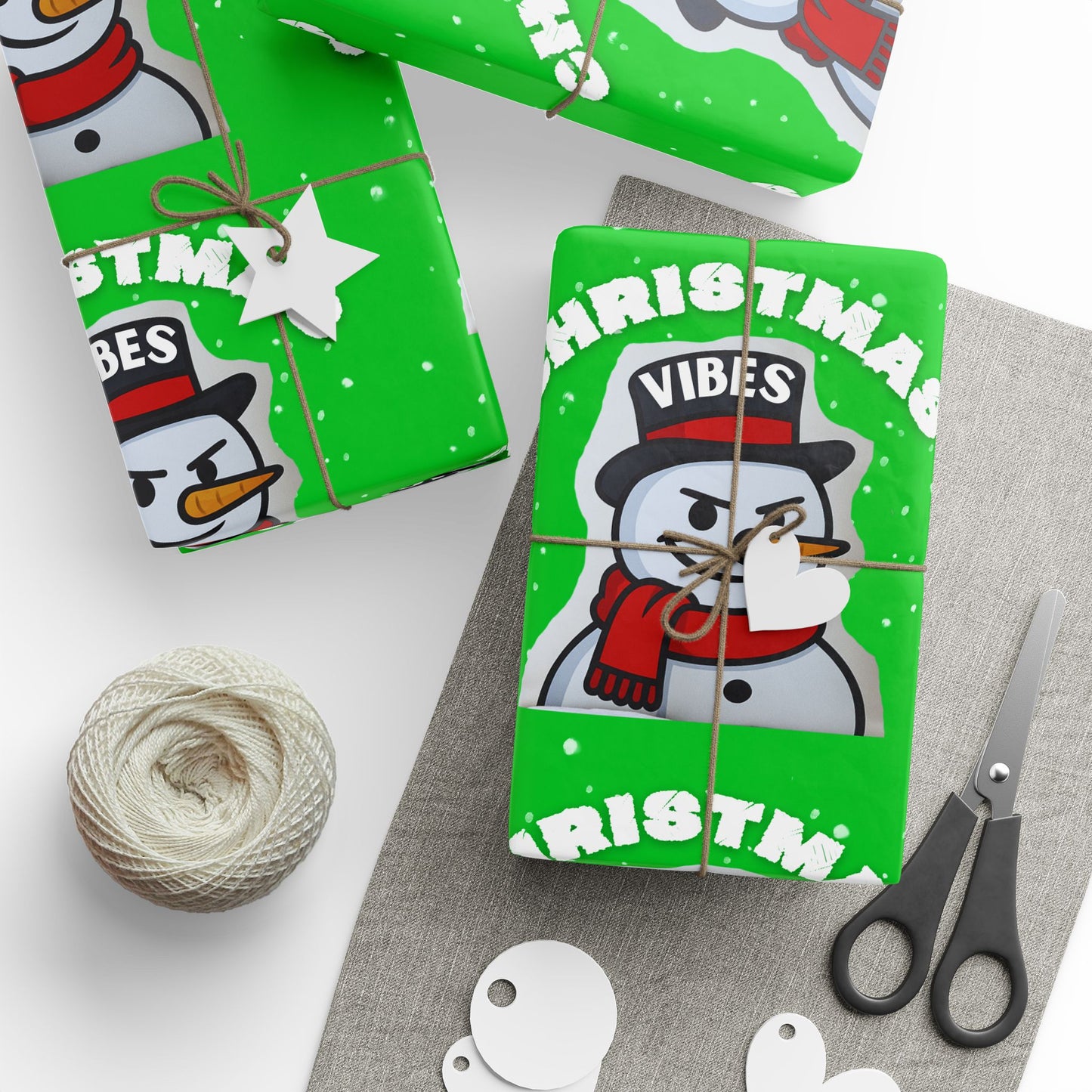 Christmas Snowman Wrapping Paper Roll – Festive Green Holiday Gift Wrap