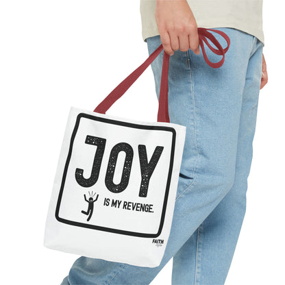 FaithStyles Joy Is My Revenge Tote Bag — Inspirational Graphic Canvas Tote