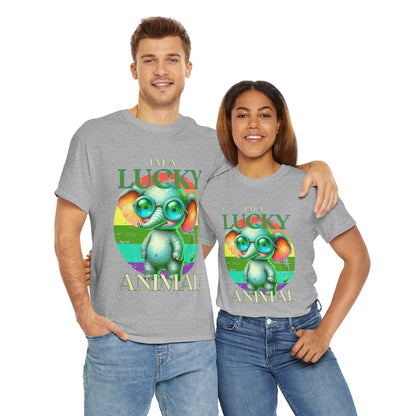 Lucky Animal Unisex Heavy Cotton Tee, Cute Gift for Animal Lovers, Casual Streetwear, St. Patrick's Day, Birthday Apparel