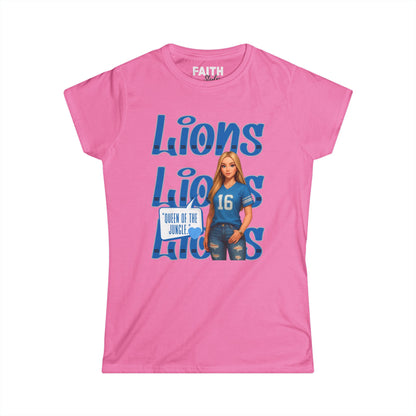 Lions Queen Women's Tee, Casual Fan Shirt, Women's Graphic Top, Gift for Sports Lovers, Birthday Present