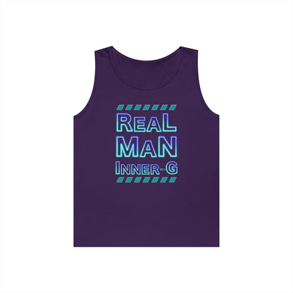 Real Man Inner G Unisex Heavy Cotton Tank Top, Motivational Gym Wear, Summer Fashion, Casual Outift, Gift for Him, Inspirational Tank