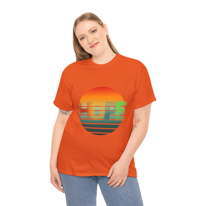 "HOPE" Sunset Vibes Unisex Cotton Tee, Summer T-Shirt, Gift for Him/Her, Casual Wear, Beach Day Outfit, Eco-Friendly Fashion