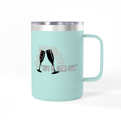 Celebratory Coffee Mug Tumbler, Cheers Gift for Friends, 15oz Drinkware for Parties, Birthdays, Wedding, Fun Gatherings