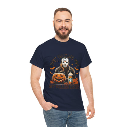 Unisex Halloween Graphic Tee, Spooky T-Shirt for Fall, Just Waiting for My Killer Date Shirt, Perfect for Halloween Parties or Gift