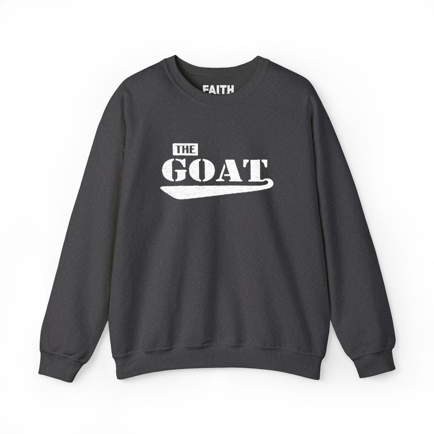 NEW FaithStyles Embroidery The GOAT Crewneck Sweatshirt – Bold White Graphic Pullover