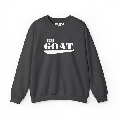 NEW FaithStyles Embroidery The GOAT Crewneck Sweatshirt – Bold White Graphic Pullover
