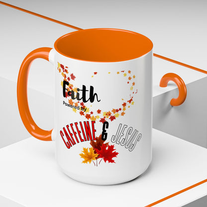 Faith & Caffeine Fall Coffee Mug | Perfect for Autumn Lovers, Thanksgiving Gift, Religious Coffee Cup, Inspirational Drinkware, Cozy Vibes