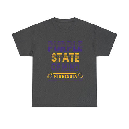 Purple State of Mind Male Cotton Tee, Comfortable Casual Wear, Gift for Minnesota Lovers, Birthday, College Apparel