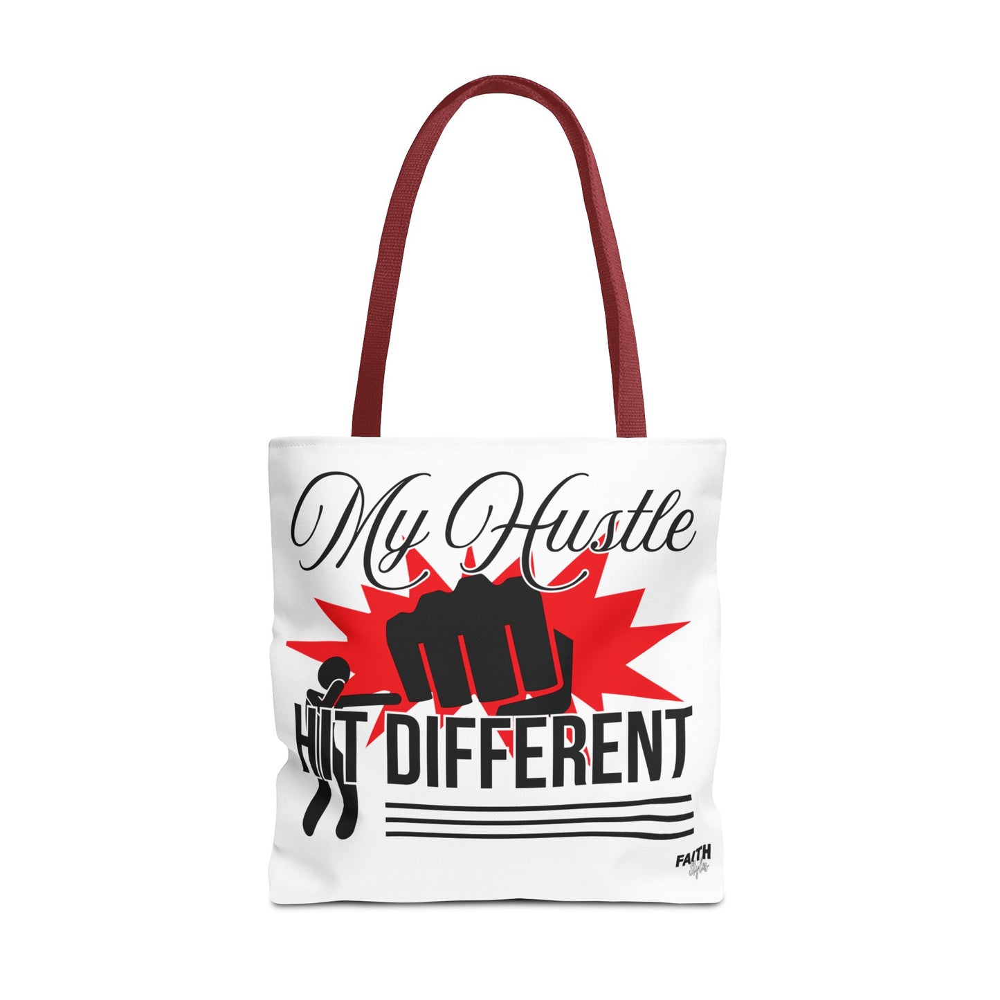 FaithStyles Motivational 'My Hustle, Hit Different' Graphic Tote Bag