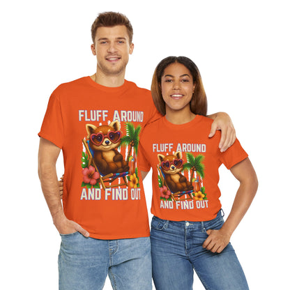 Tropical Cat Tee: Fluff Around and Find Out, Cute Graphic Shirt, Summer Outfit, Unisex Casual Wear, Gift for Animal Lovers