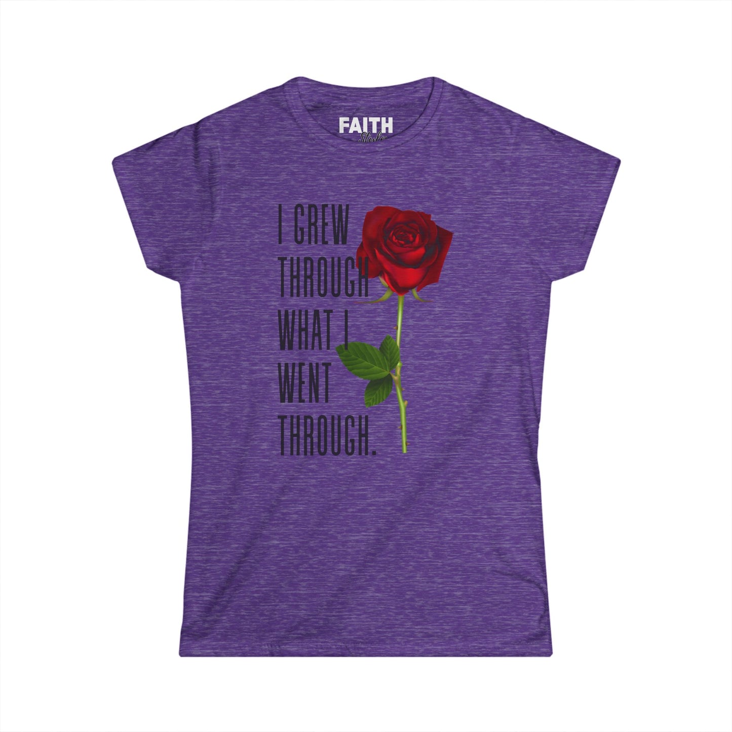 Women's Empowerment Rose Tee - "I Grew Through What I Went Through", Inspirational T-Shirt, Gift for Her, Self-Love Apparel, Motivational Fashion