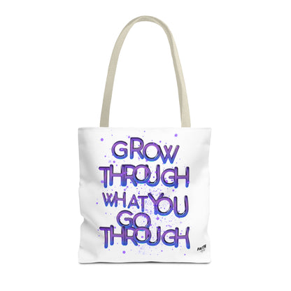 FaithStyles Tote — "Grow Through What You Go Through" Inspirational Quote Bag