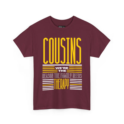 Cousins Therapy Tees, Family Reunion Shirt, Casual Wear, Gift for Cousins, Fun Family Quote Tee