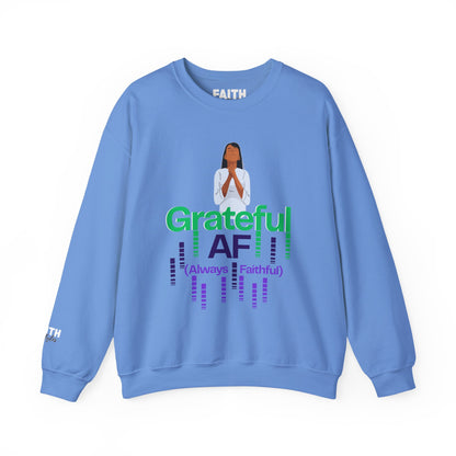 Women Grateful AF Crewneck Sweatshirt | Cozy Unisex Pullover for Thanksgiving, Gifts, and Everyday Wear