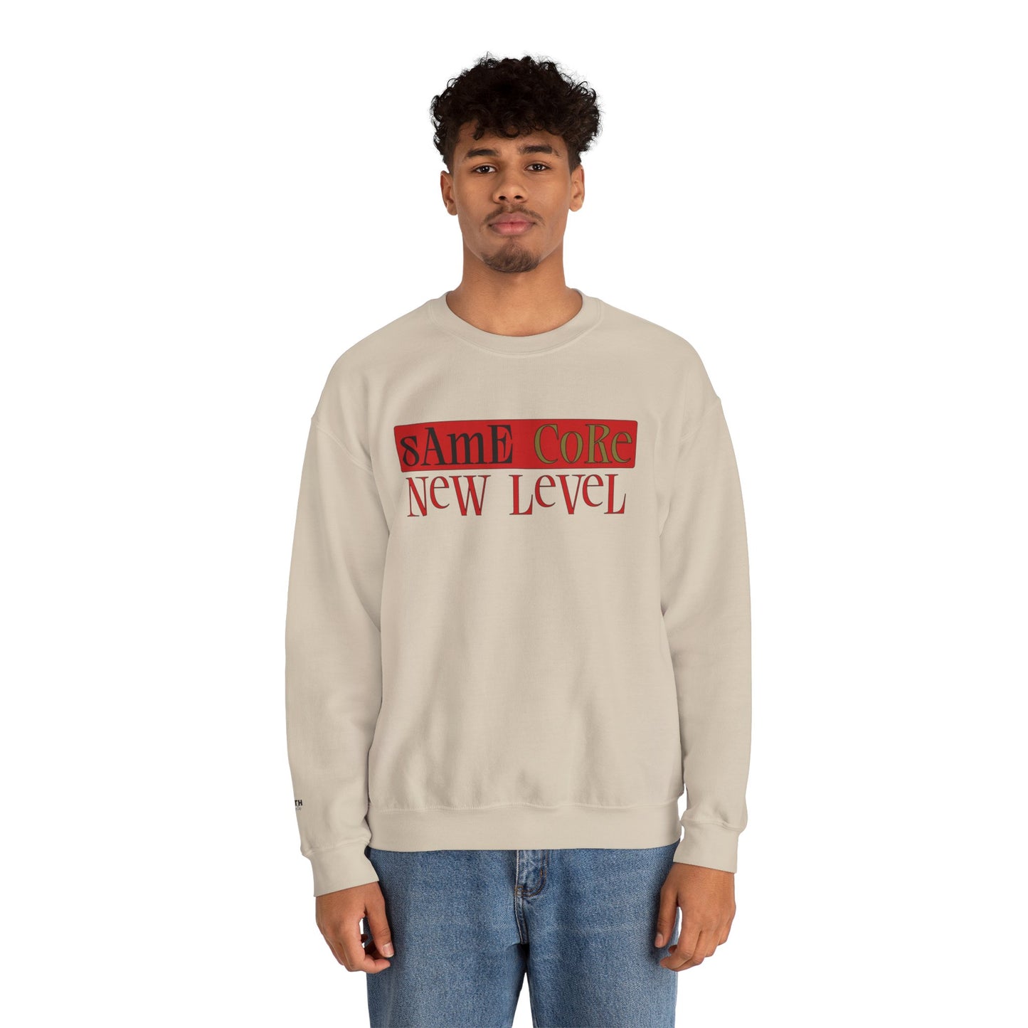 Crewneck Sweatshirt — "Same Core New Level" Graphic Pullover