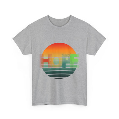 "HOPE" Sunset Vibes Unisex Cotton Tee, Summer T-Shirt, Gift for Him/Her, Casual Wear, Beach Day Outfit, Eco-Friendly Fashion