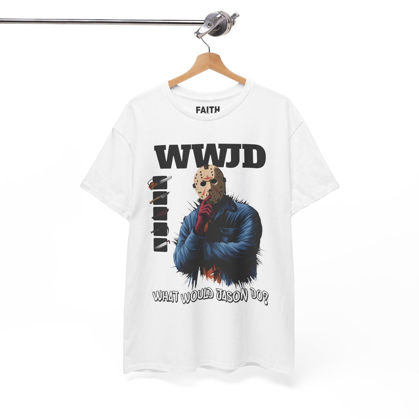 WWJD Unisex Heavy Cotton Tee, Graphic T-Shirt, Casual Wear, Gift for Him, Trendy Apparel, Statement Tee