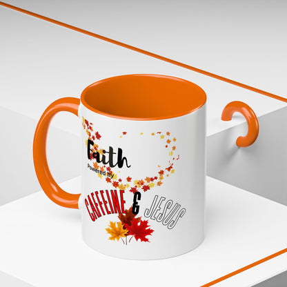 Faith & Caffeine Fall Coffee Mug | Perfect for Autumn Lovers, Thanksgiving Gift, Religious Coffee Cup, Inspirational Drinkware, Cozy Vibes