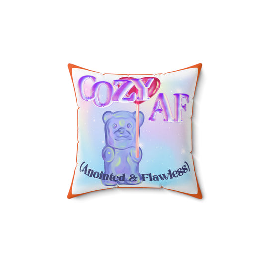 Autumn's Cozy AF Square Pillow - Cute Home Decor, Gift for Friends, Plush Cushion, Holiday Decoration, Soft Throw Pillow