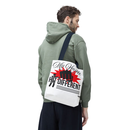 FaithStyles Motivational 'My Hustle, Hit Different' Graphic Tote Bag