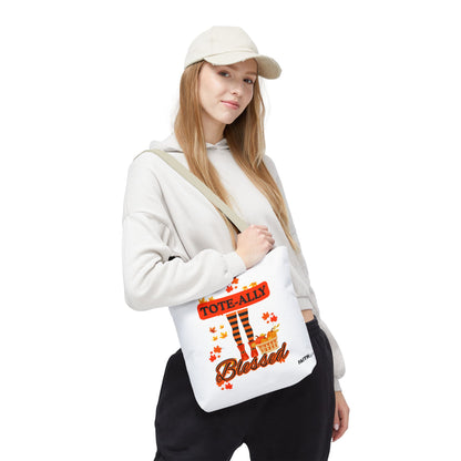 FaithStyles Blessed Holiday Tote Bag, Autumn Tote, Fall Accessories, Gift for Her, Seasonal Shopping Bag, Cute Grocery Bag