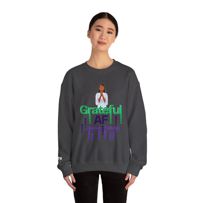 Women Grateful AF Crewneck Sweatshirt | Cozy Unisex Pullover for Thanksgiving, Gifts, and Everyday Wear