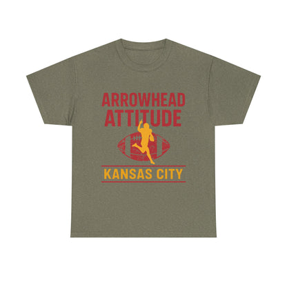 Male Heavy Cotton Tee, Arrowhead Attitude, Football Tee