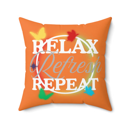 Relax Refresh Repeat Pillow, Motivational Home Decor, Throw Pillow, Gift for Wellness, Cozy Room Accent, Stress Relief