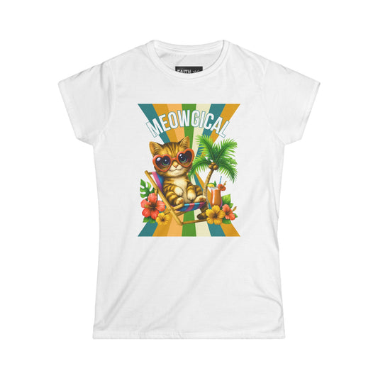 Meowgical Cat T-Shirt, Cute Cat Tee, Summer Vibes Shirt, Gift for Cat Lovers, Beach Day Outfit, Fun Casual Graphic Tee