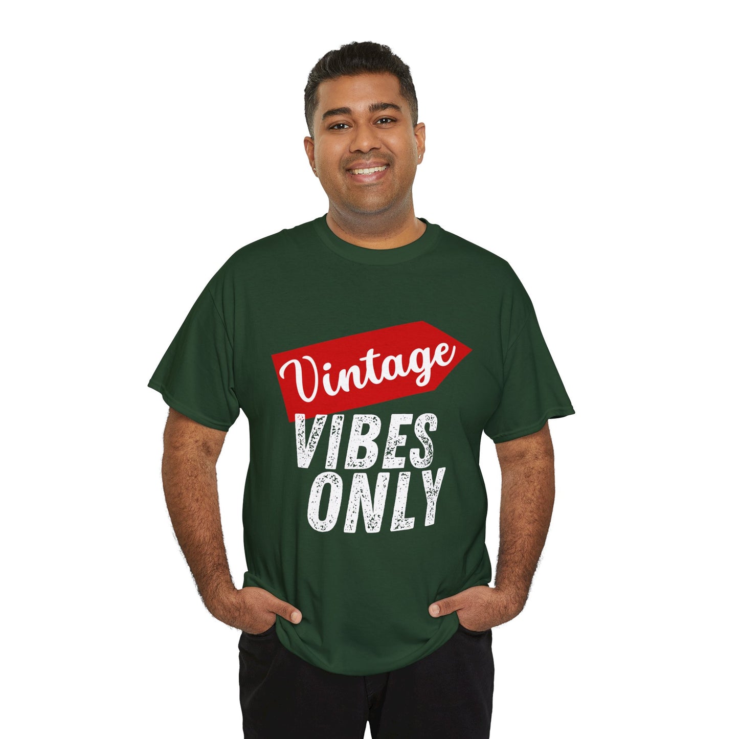 Vintage Vibes Only Unisex Heavy Cotton Tee, Retro T-Shirt, Trendy Gift for Him/Her, Casual Wear, Music Festival Outfit