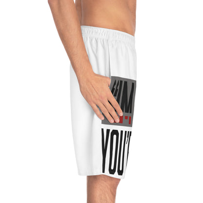 Board Shorts - 'I’m Not Extra, You’re Just Basic' AOP, Beachwear, Summer Apparel, Casual Swim Trunks, Gift for Him, Funny Swim Shorts
