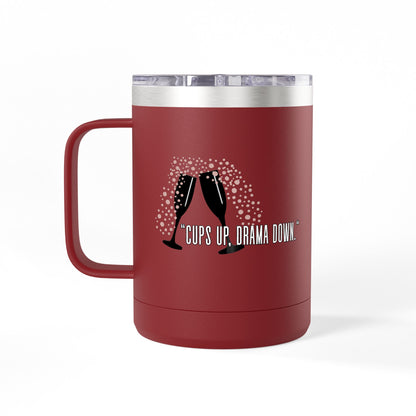 Celebratory Coffee Mug Tumbler, Cheers Gift for Friends, 15oz Drinkware for Parties, Birthdays, Wedding, Fun Gatherings