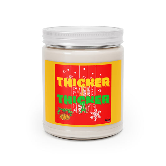 9oz Scented Soy Candle — "Thicker Faith Thicker Peace" Holiday Jar