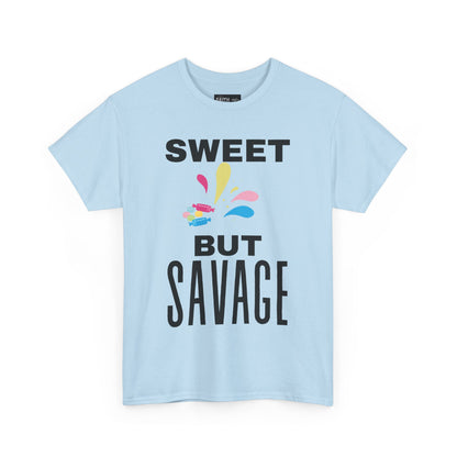 Sweet but Savage Grandma Cotton Tee | Fun Gift for Trendsetters, Everyday Wear, Birthday Party, and Casual Outings