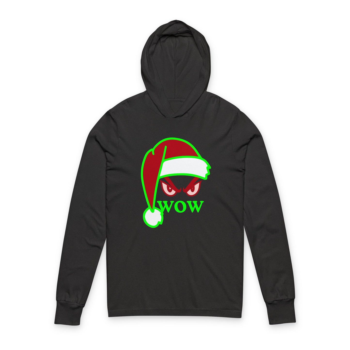 Mean Santa 'Wow' Hooded Long Sleeve Tee