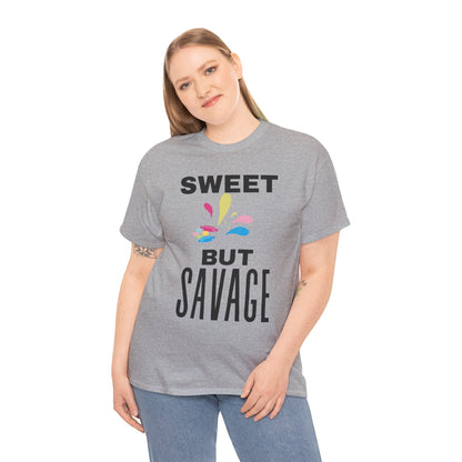 Sweet but Savage Grandma Cotton Tee | Fun Gift for Trendsetters, Everyday Wear, Birthday Party, and Casual Outings