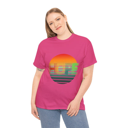 "HOPE" Sunset Vibes Unisex Cotton Tee, Summer T-Shirt, Gift for Him/Her, Casual Wear, Beach Day Outfit, Eco-Friendly Fashion