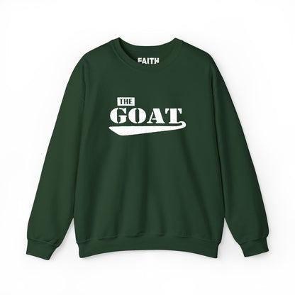 NEW FaithStyles Embroidery The GOAT Crewneck Sweatshirt – Bold White Graphic Pullover