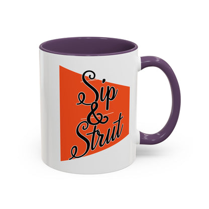 Accent Coffee Mug (11, 15oz) - Sip & Strut Design, Perfect Gift for Coffee Lovers, Home Office Decor, Unique Holiday Present, Ceramic [...]
