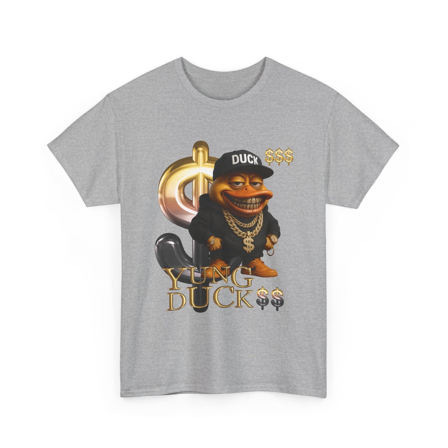 Yung Duck$$ Unisex Heavy Cotton Tee - Fun Streetwear T-Shirt for Casual Outfits