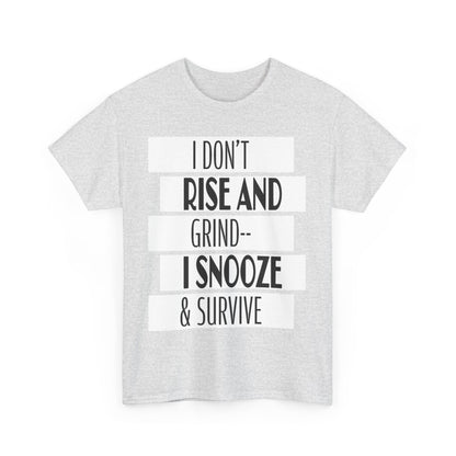 Funny Snooze Survival Tee for Lazy Days, Male's Cotton T-Shirt, Gift for Coffee Lovers, Sleepyhead Apparel, Relaxed Lifestyle Top