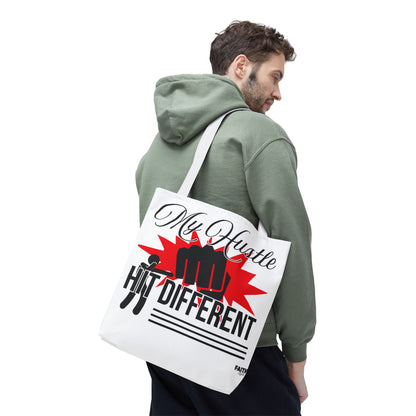 FaithStyles Motivational 'My Hustle, Hit Different' Graphic Tote Bag