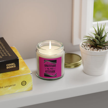 "GRATITUDE IS ATTITUDE" Scented Candles, Coconut Apricot Wax (4oz, 9oz)