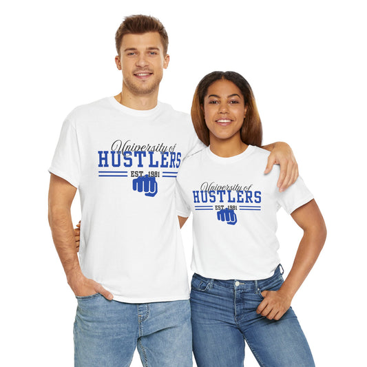 University of Hustlers Unisex Heavy Cotton Tee - Motivational T-Shirt, Casual Wear, Gift Idea, Streetwear, College Merch