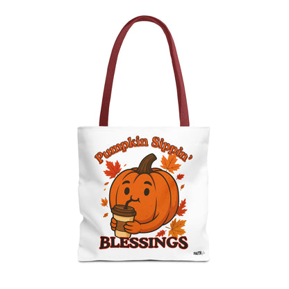 FaithStyles Autumn Pumpkin Blessings Tote Bag | Fall Bag, Cute Tote, Gift for Her, Thanksgiving, Coffee Lovers, Halloween Decor