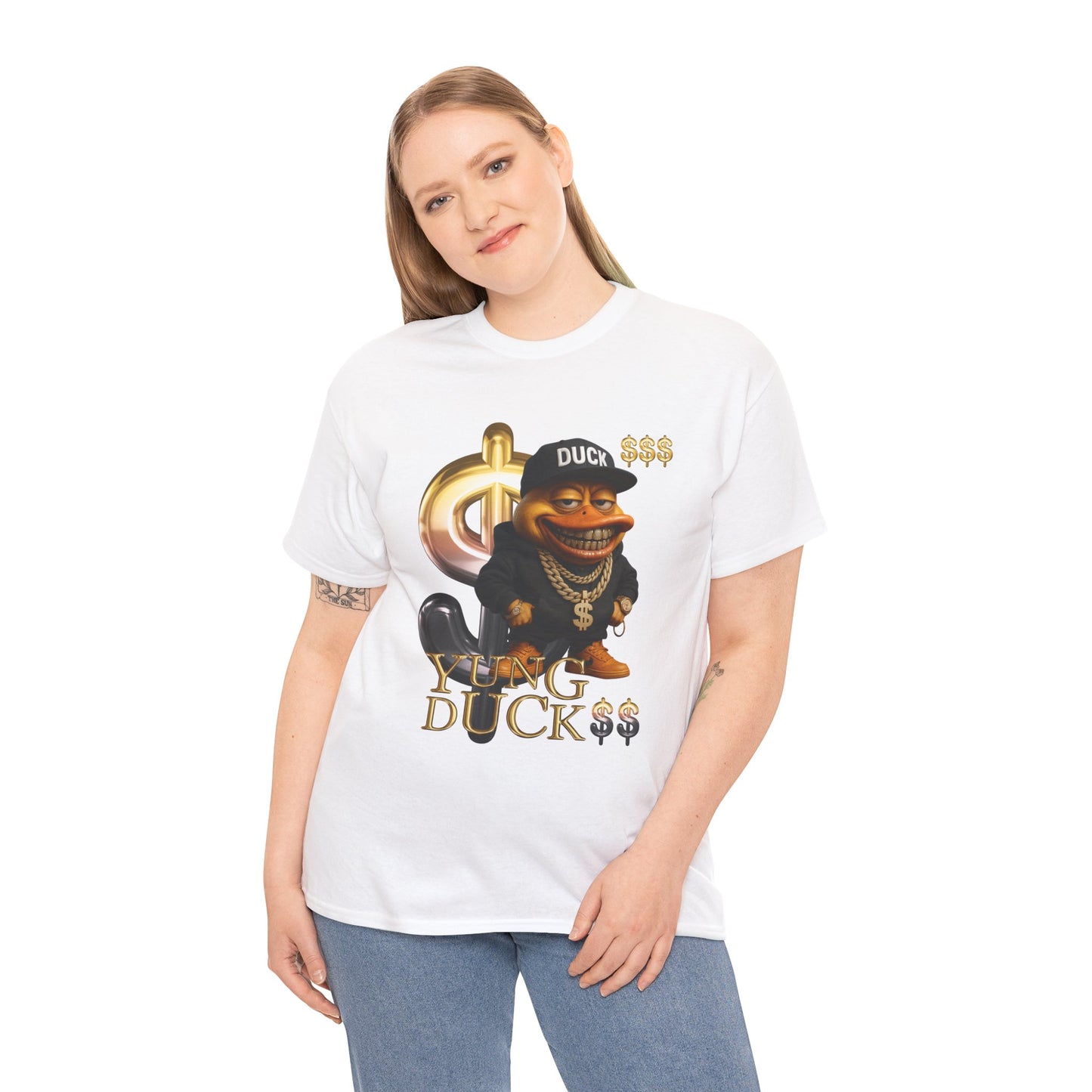 Yung Duck$$ Unisex Heavy Cotton Tee - Fun Streetwear T-Shirt for Casual Outfits