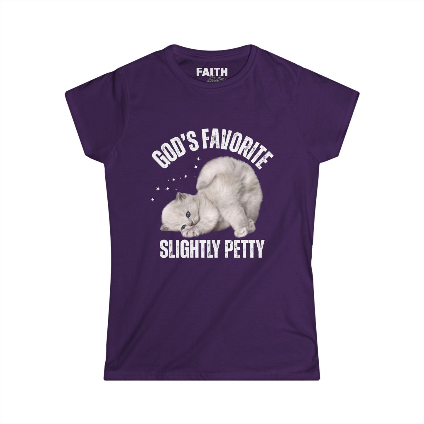 Women's Cat Lover Tee - God's Favorite, Gift for Cat Moms, Funny Petty Shirt, Cute Animal T-Shirt, Casual Everyday Wear