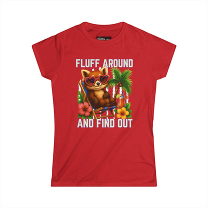 Charming Cat Themed Women's Softstyle Tee | Summer Vibes T-Shirt, Cute Cat Top, Beachy Fun Shirt, Gift for Cat Lovers, Relaxed Wear